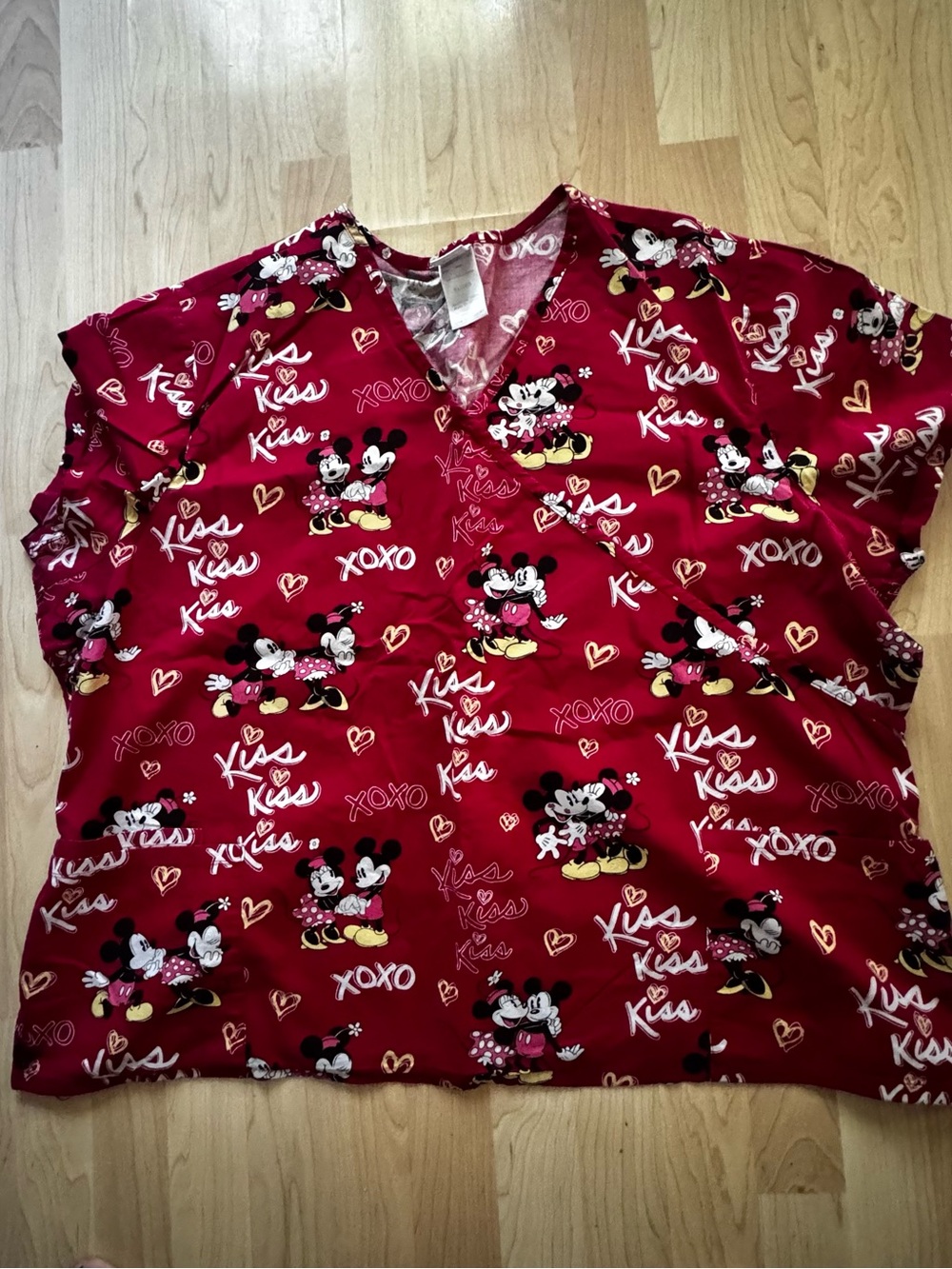Red Mickey & Minnie Scrub Top